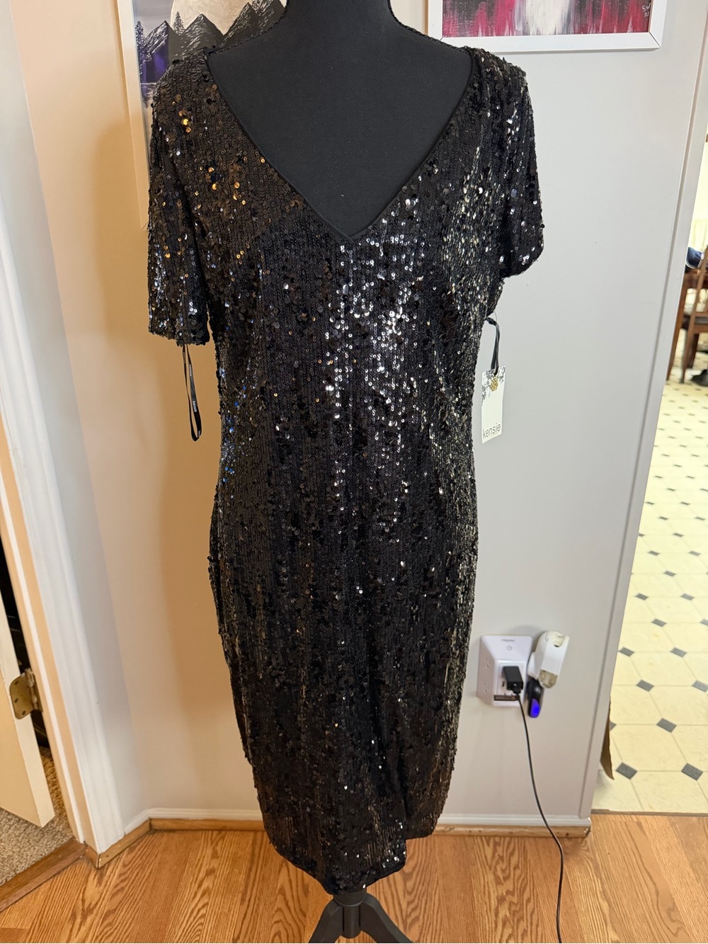Kensie Black Women’s Sequin Dress Size 14